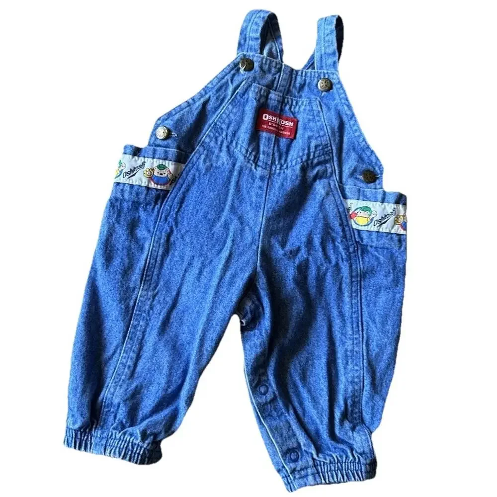 Vintage OshKosh B’Gosh Baby 3-6M Bubble Romper Overalls Baseball Bears USA